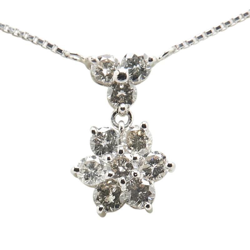 Pt900 プラチナ Pt850 ダイヤ1.00ct フラワー 花 モチーフ ペンダント 
