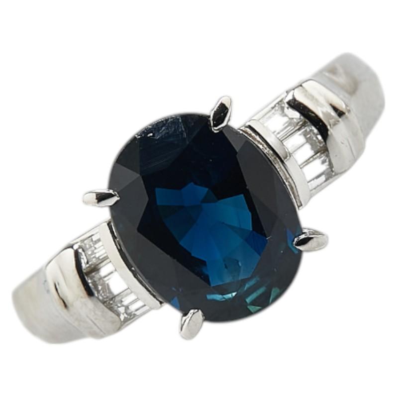 Pt850 プラチナ サファイア3.21ct ダイヤ0.21ct ソリティア