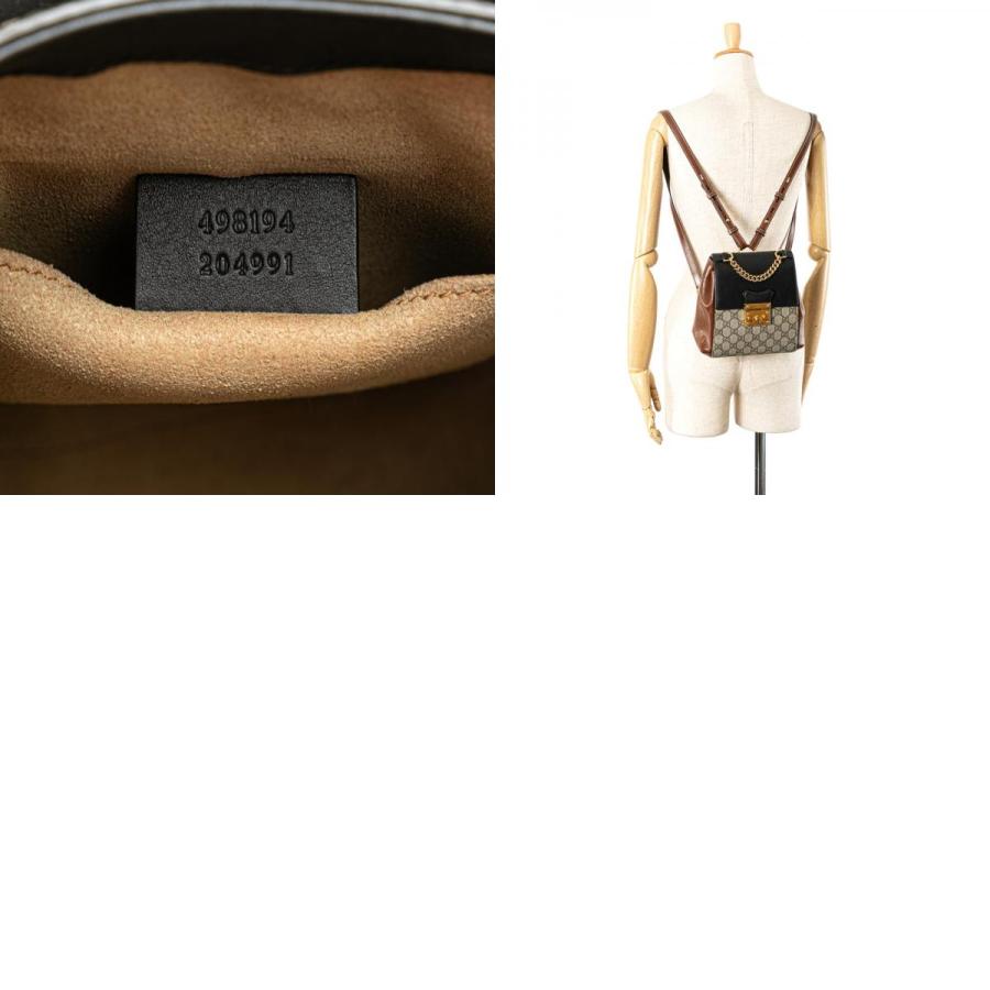 中古 グッチ GUCCI 498194 レディース リュック・デイパック GGスプリーム ベージュ/エボニー/ブラック/ブラウン GGスプリームキャンバス /レザー GUCCI（グッチ） GGスプリーム パドロック リュック バックパック