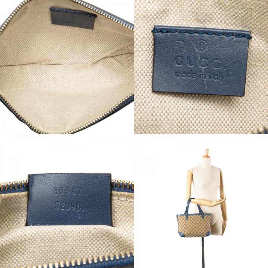 グッチ GGキャンバス ショルダーバッグ トートバッグ 269878 ベージュ ブルー キャンバス レザー レディース GUCCI 【中古】 GUCCI グッチ GGキャンバス ショルダーバッグ トートバッグ 269878