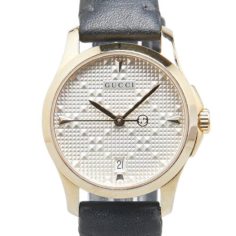 グッチ Gタイムレス 腕時計 126.5 クオーツ シルバー文字盤 ステンレススチール レザー レディース GUCCI 【中古】 GUCCI（グッチ） Gタイムレス 腕時計 126.5 クオーツ シルバー文字盤