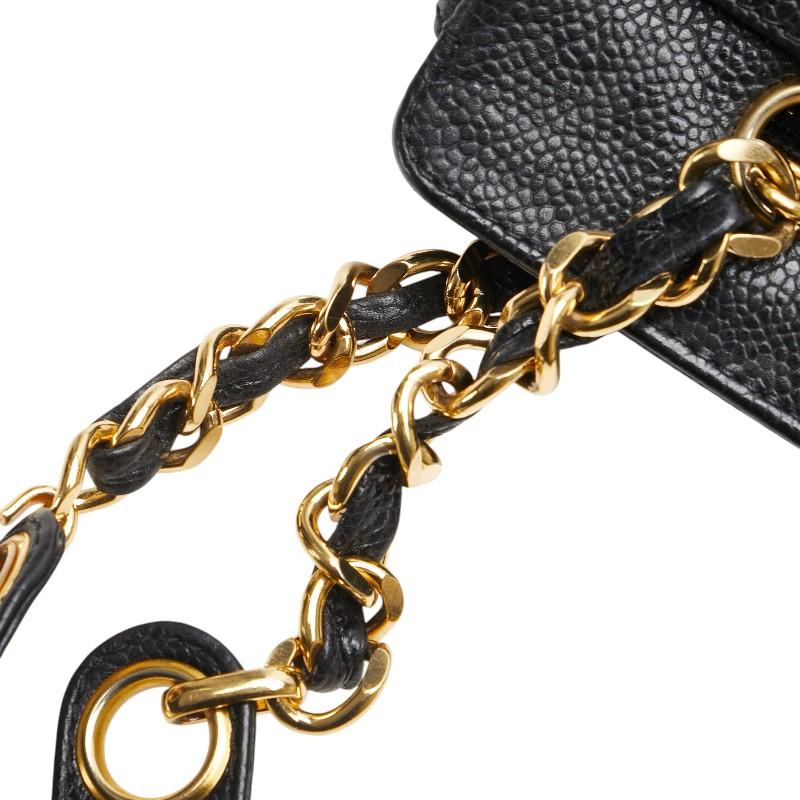 【中古】シャネル トリプル ココマーク ワンショルダーバッグ チェーントート キャビアスキン レザー 29134 ブラック CHANEL（シャネル） トリプル ココマーク チェーン トートバッグ