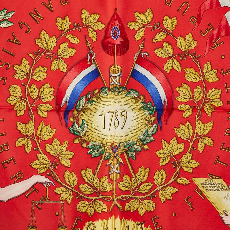 シルクスカーフ エルメス フランス革命200周年記念 1789 ブルー HERMES（エルメス） カレ90 1789 LIBERTE EGALITE FRATERNITE