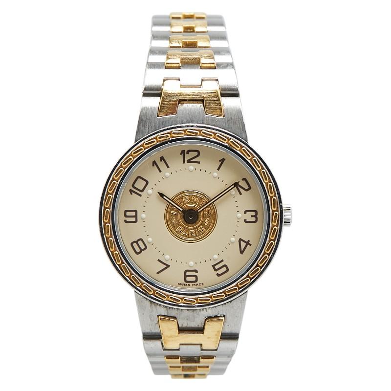 HERMES エルメス セリエ 腕時計 クオーツ ゴールド文字盤