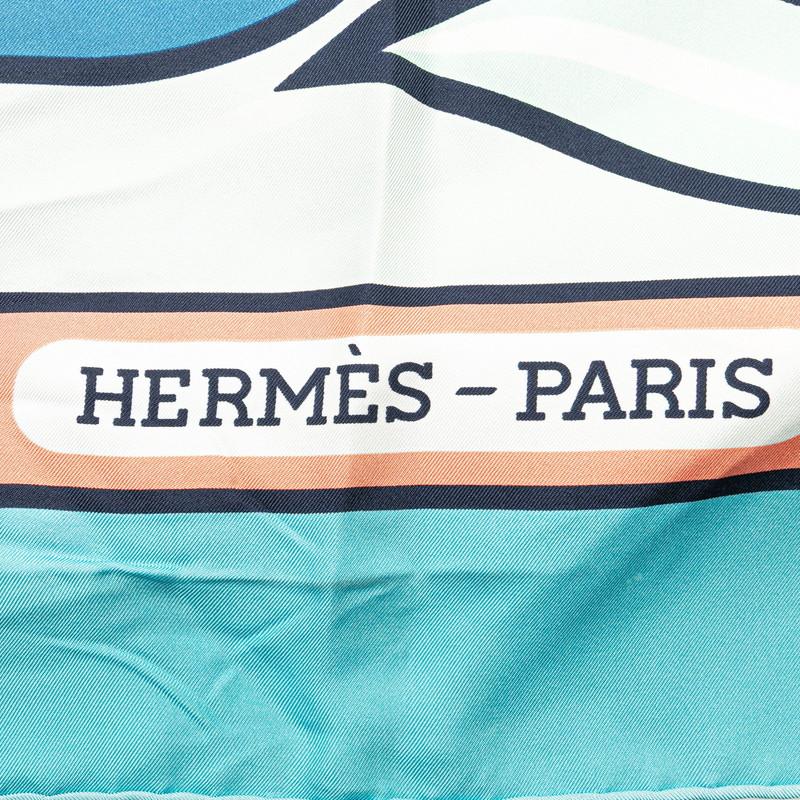 エルメス トライアングル ジェアン スカーフ ライトブルー マルチカラー シルク レディース HERMES 【中古】_3