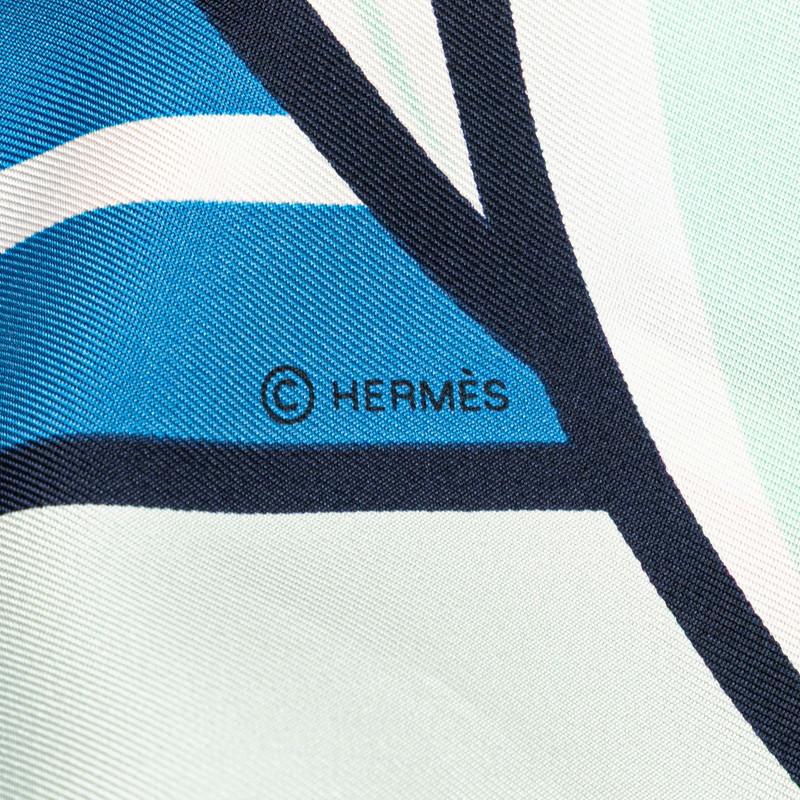 エルメス トライアングル ジェアン スカーフ ライトブルー マルチカラー シルク レディース HERMES 【中古】_4