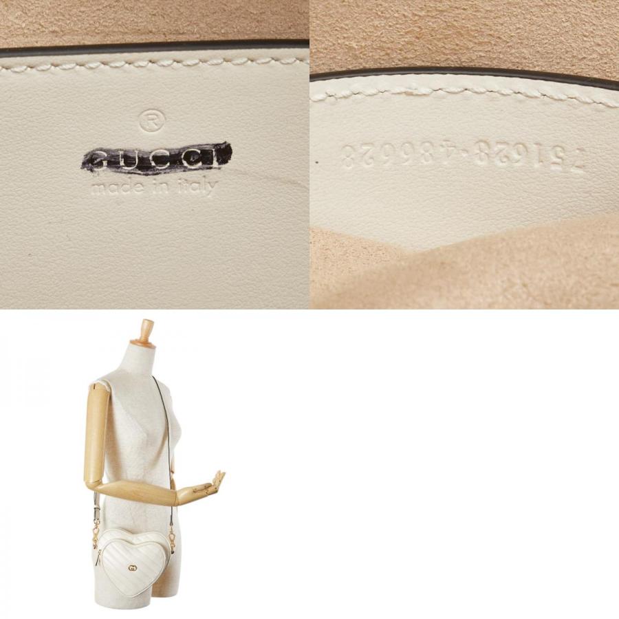 グッチ 751628 ショルダーバッグ ホワイト  GUCCI インターロッキングG ハートチェーン GUCCI - グッチ 751628 ショルダーバッグ ホワイト GUCCI インター