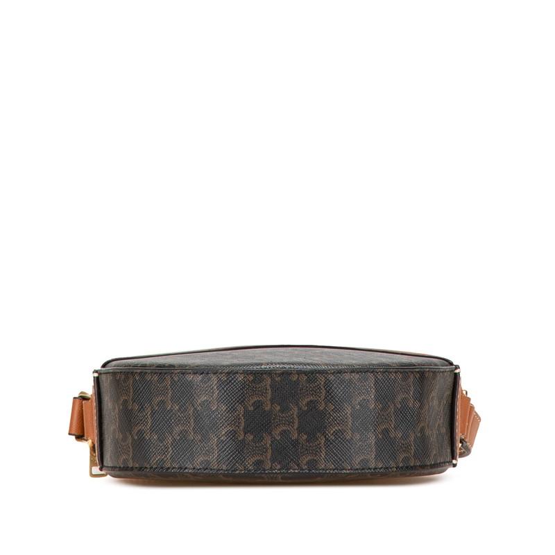 セリーヌ トリオンフ ラウンドパース PVC×レザー ショルダーバッグ ブラウン セリーヌ トリオンフ ラウンドパース PVC×レザー ショルダーバッグ