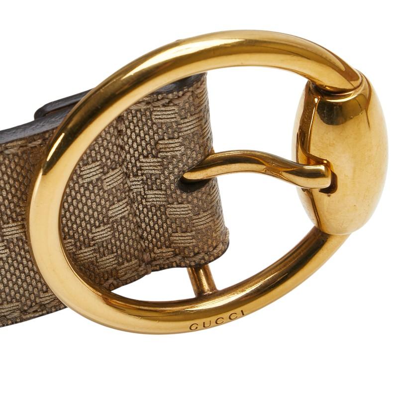 GUCCI（グッチ） ディアマンテ ベルト 80/32 ベージュ ゴールド レザー