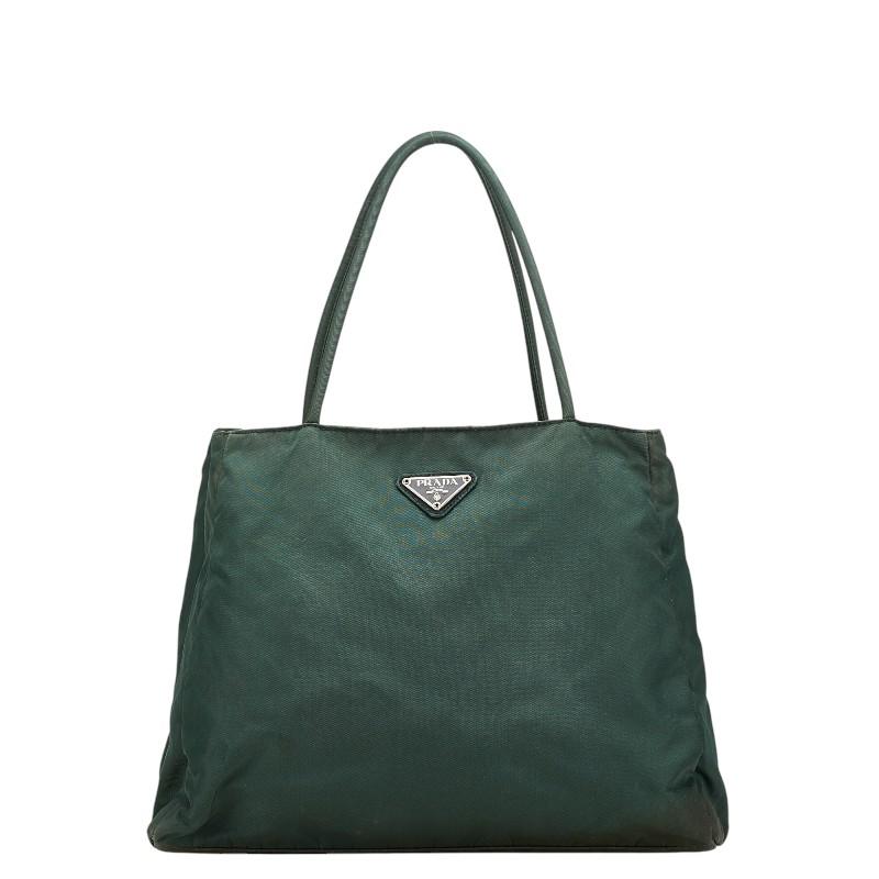 良品 プラダ トートバッグ ショルダーバッグ 斜め掛け 三角ロゴ グリーン 緑 PRADA プラダ 三角ロゴプレート トートバッグ グリーン ナイロン