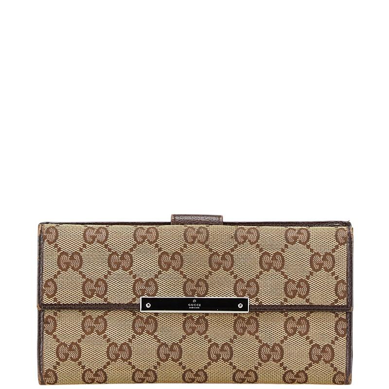 GUCCI（グッチ） GGキャンバス ロゴプレート 長財布 112715 ベージュ 