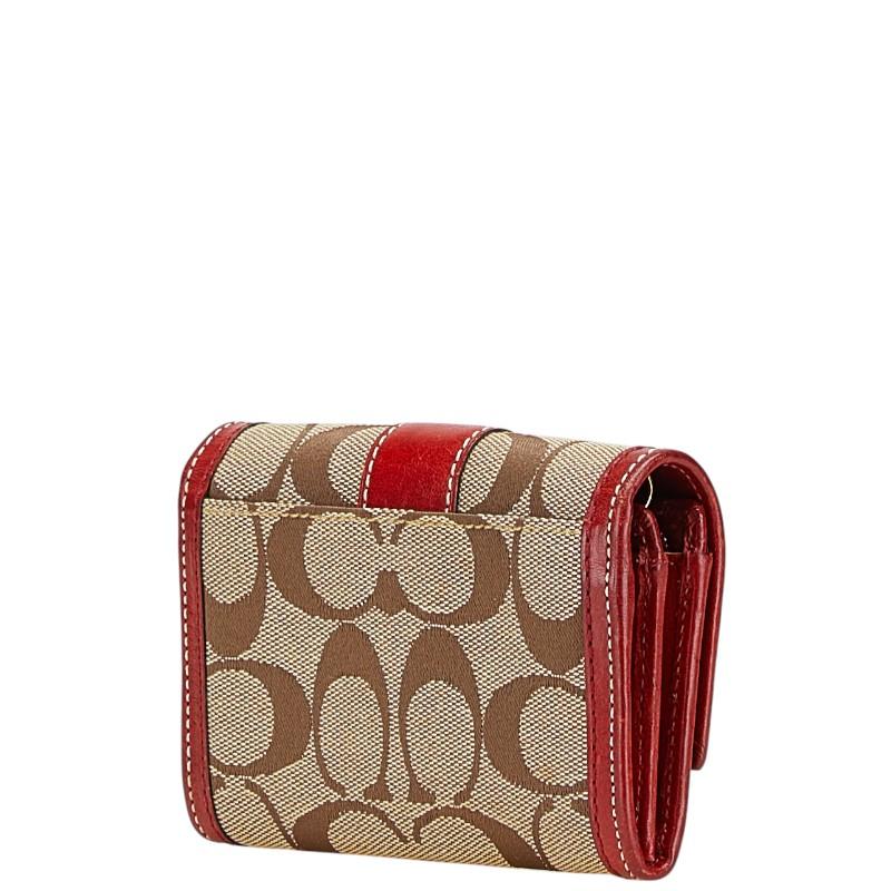 COACH コーチ 折り財布 レッド 赤 シグネチャーブラウン ミディアム COACH（コーチ） 財布 レディース 2つ折り 折財布 アウトレット