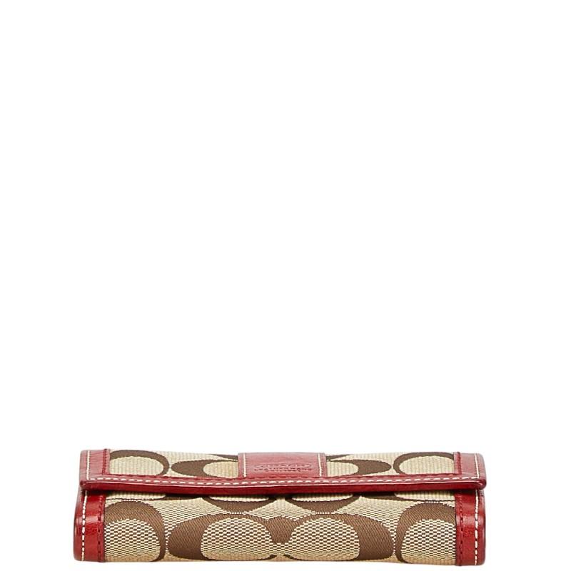 COACH（コーチ） シグネチャー 二つ折り財布 ベージュ レッド