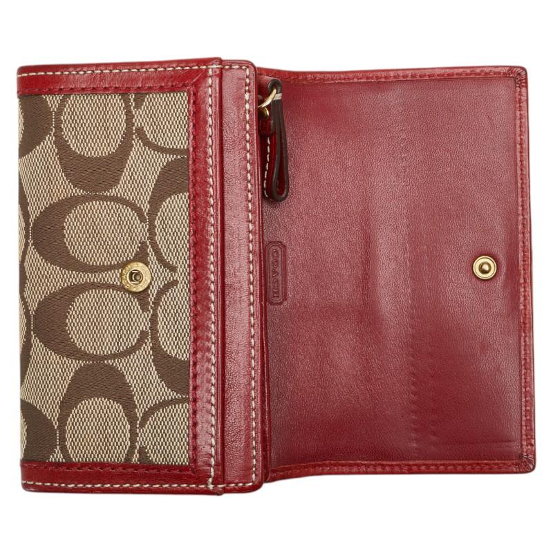 COACH（コーチ） シグネチャー 二つ折り財布 ベージュ レッド