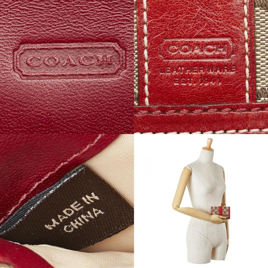 COACH（コーチ） シグネチャー 二つ折り財布 ベージュ レッド