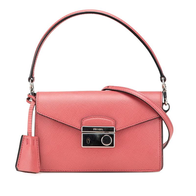 プラダ ショルダー ハンドバッグ2way サフィアーノ レザー ピンク美品 PRADA（プラダ） サフィアーノ ショルダーバッグ レザー ピンク 中古