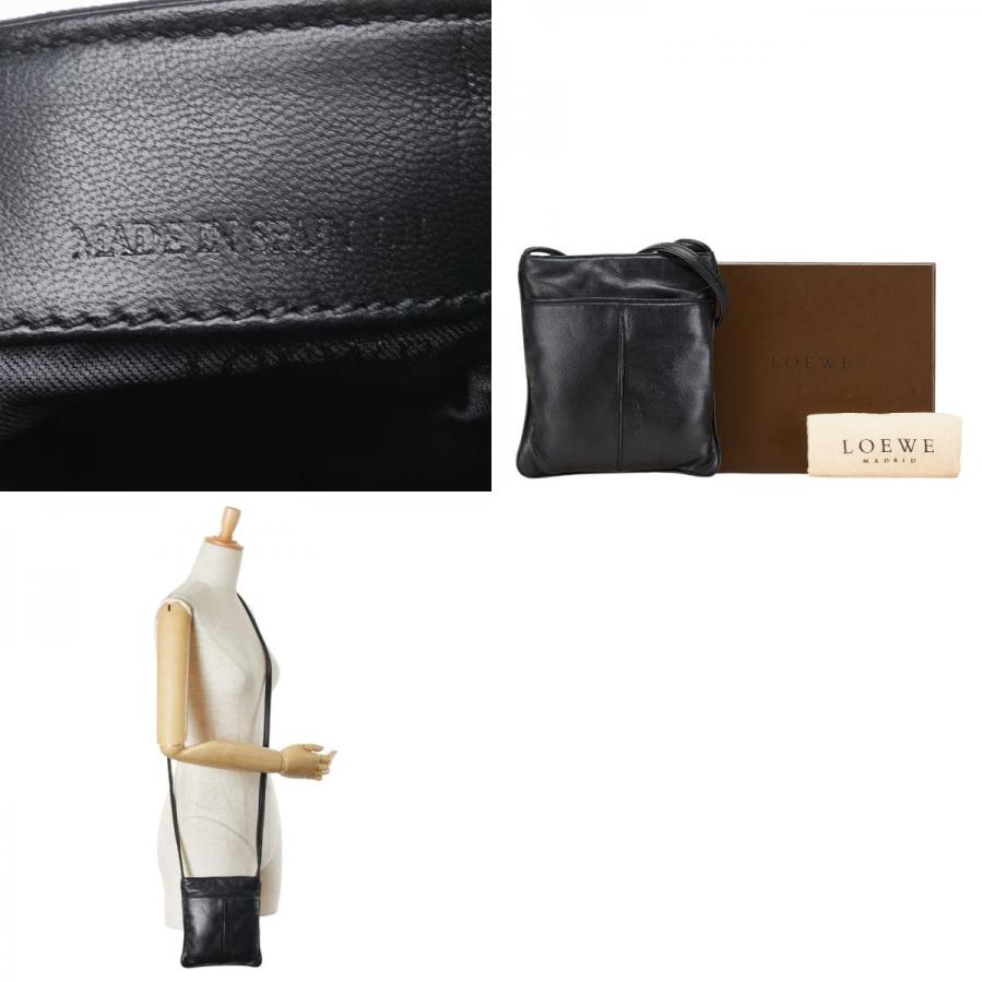 美品 LOEWE ジッパーポケット付きブラックショルダーバッグ 追跡付き発送【LOEWE】 ダイスポケット ショルダーバッグ (LOEWE