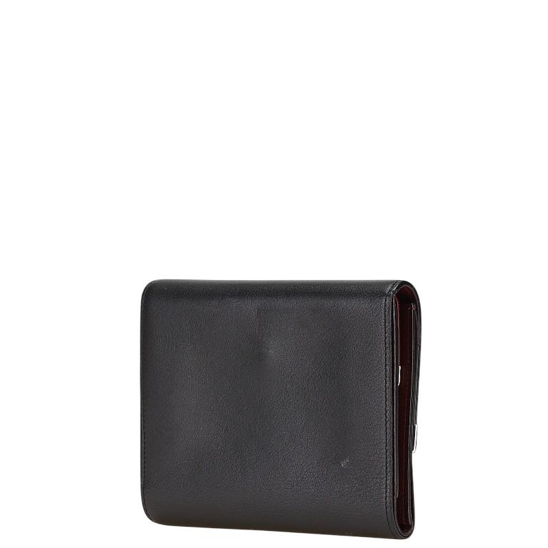 Cartier（カルティエ） 三つ折り財布 ブラック レザー メンズ 【中古