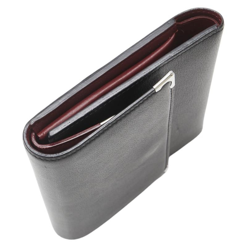 Cartier（カルティエ） 三つ折り財布 ブラック レザー メンズ 【中古