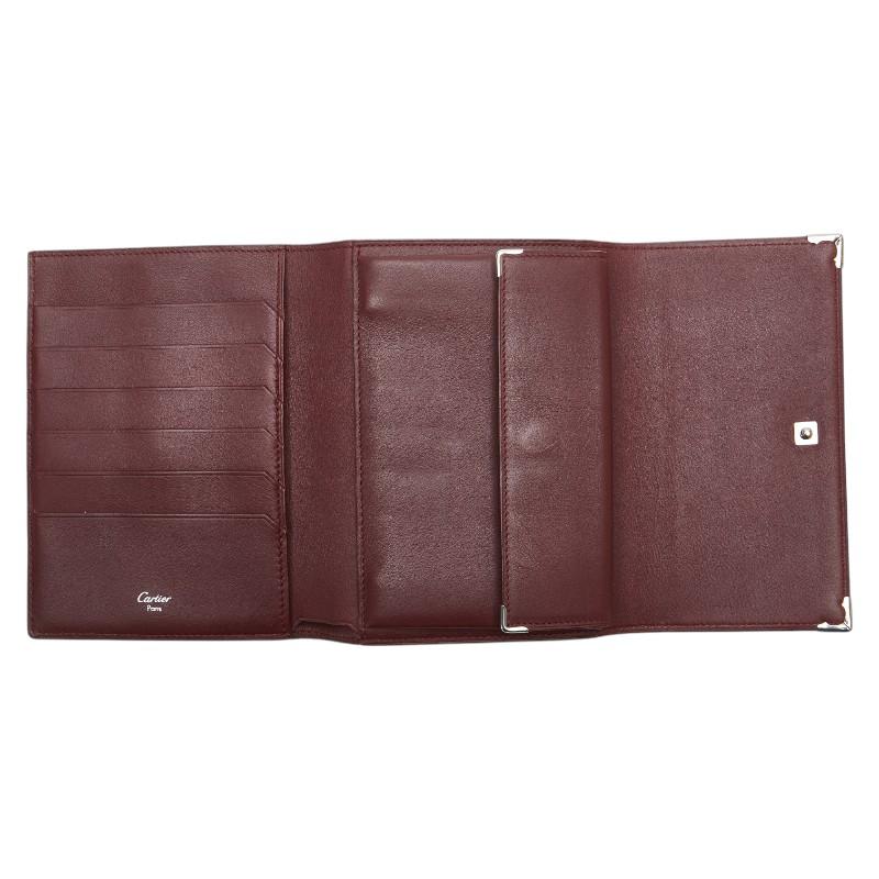 Cartier（カルティエ） 三つ折り財布 ブラック レザー メンズ 【中古