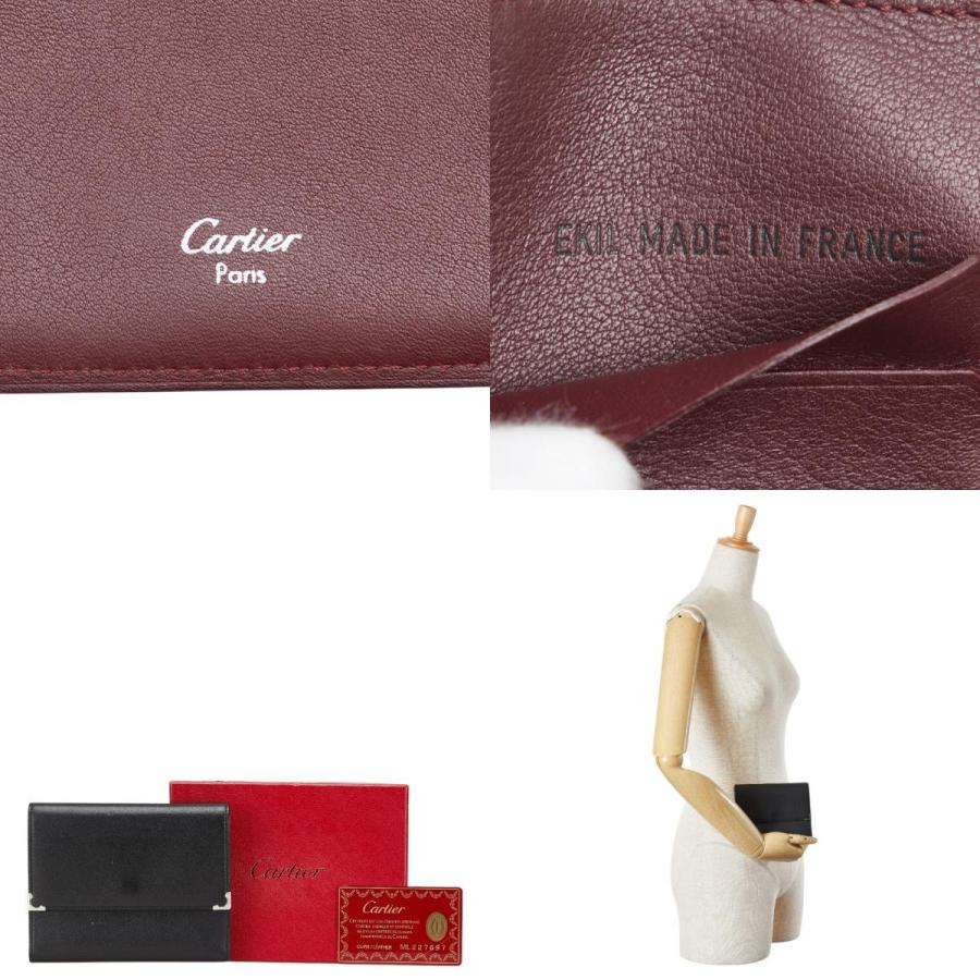 Cartier（カルティエ） 三つ折り財布 ブラック レザー メンズ 【中古