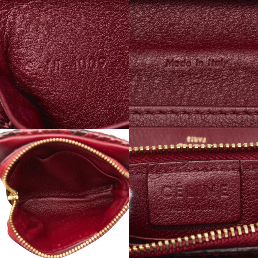 セリーヌ パイソンレザー Lジップ 二つ折り財布 CELINE セリーヌ L字ファスナー 二つ折り財布 レッド ブラック