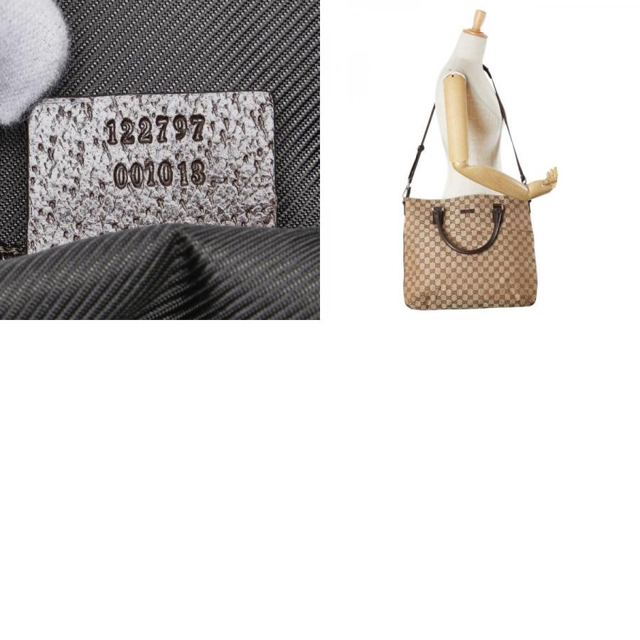 グッチ GGキャンバス トートバッグ ショルダーバッグ 2WAY 122797 ベージュ ブラウン キャンバス レザー レディース GUCCI 【中古】 GUCCI（グッチ） GGキャンバス トートバッグ ショルダーバッグ 2WAY