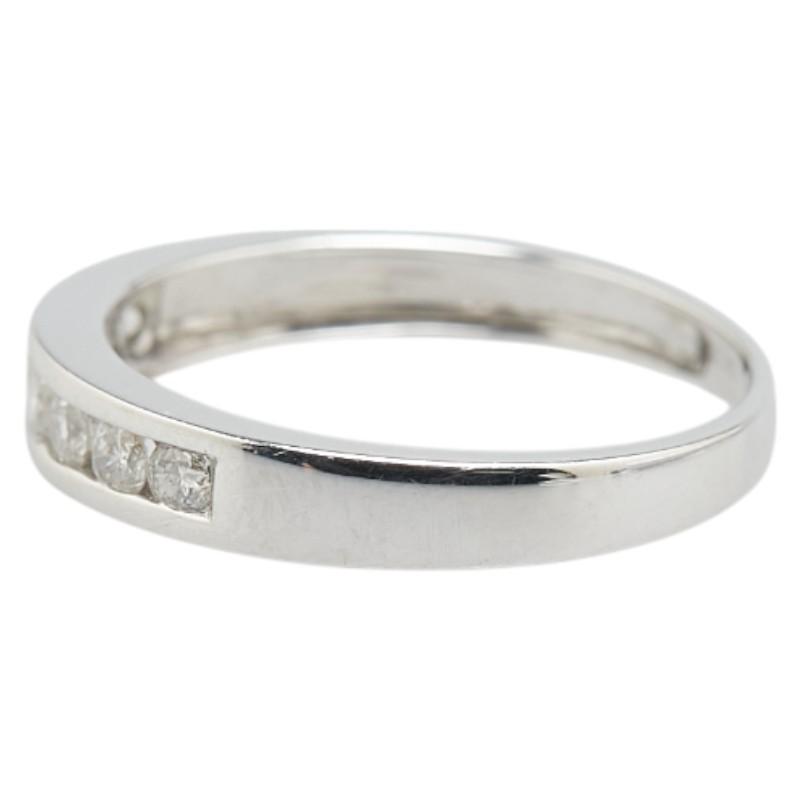 K18WG ホワイトゴールド ダイヤ0.20ct 一文字 リング 指輪 レディース