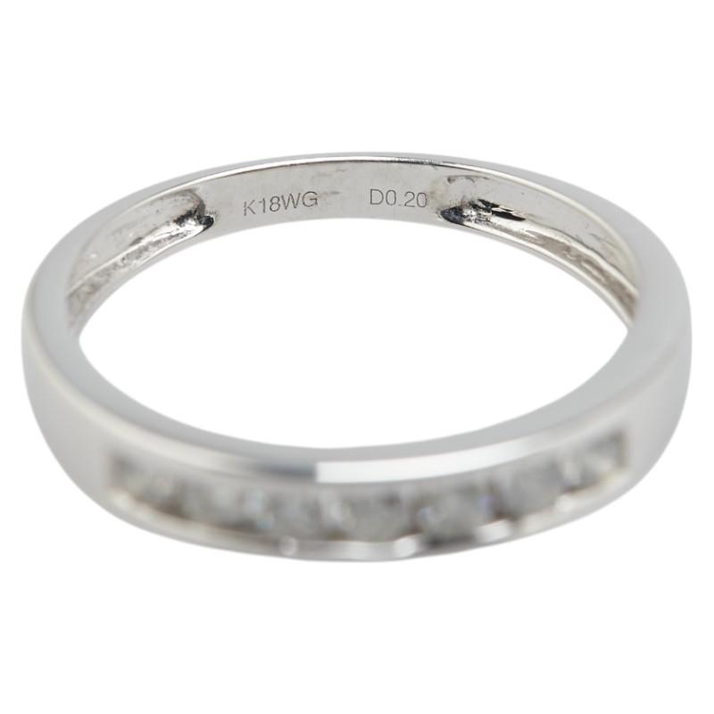 K18WG ホワイトゴールド ダイヤ0.20ct 一文字 リング 指輪 レディース