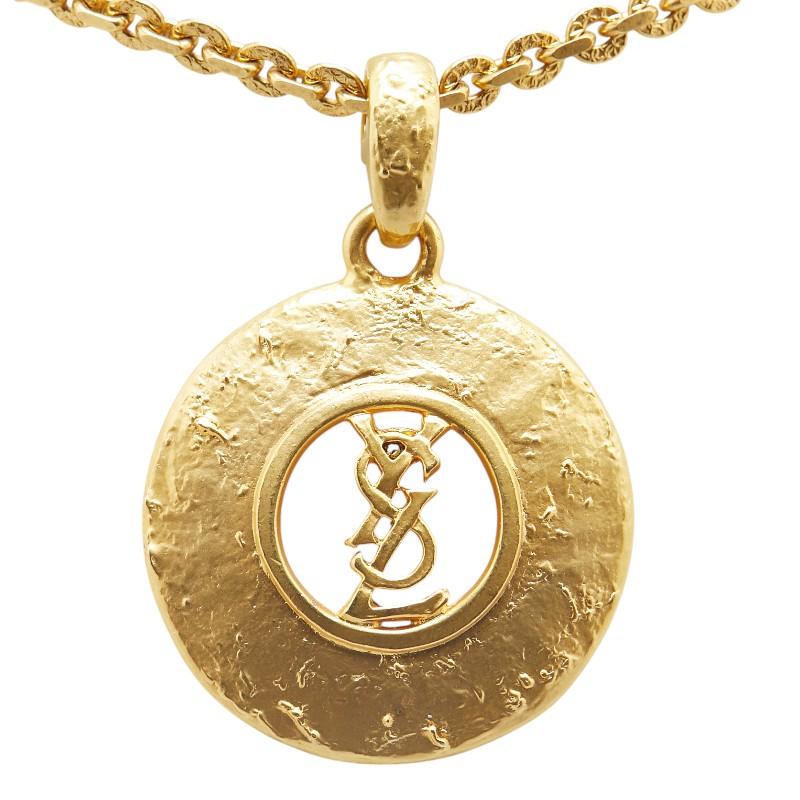 YSLロゴ金メッキペンダントネックレス Yves Saint Laurent イヴサンローラン ネックレス YSL ロゴ