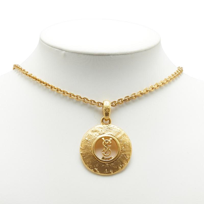 SAINT LAURENT メタル ロングネックレス ASUS サンローラン YSL ロングネックレス ゴールド メッキ