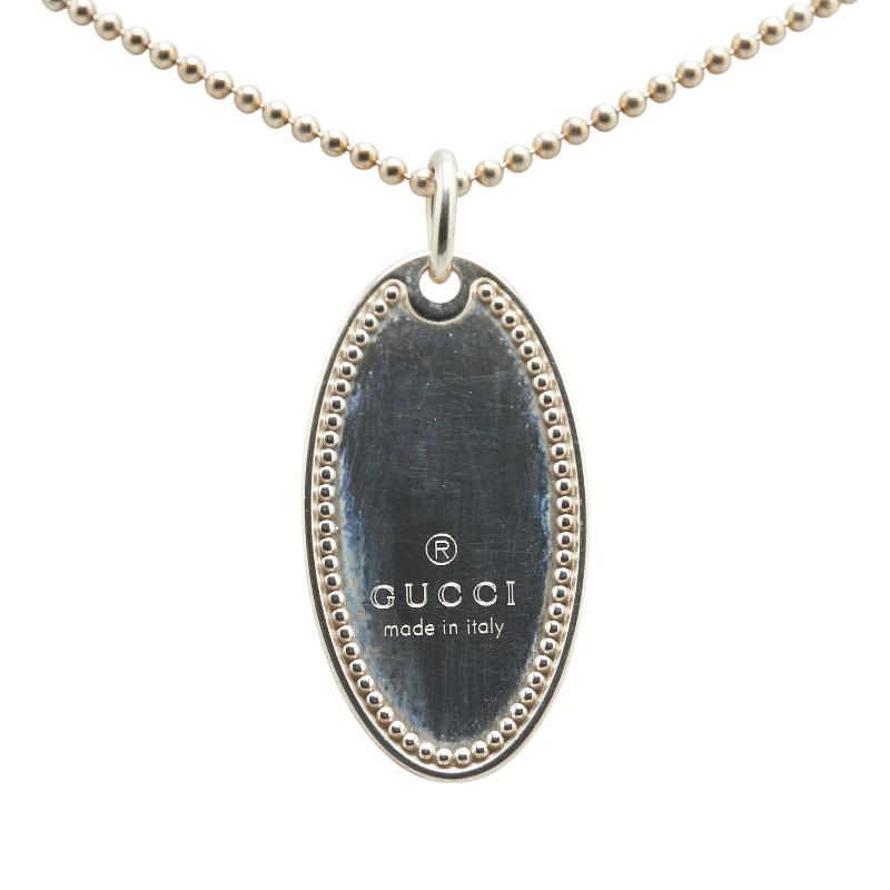 GUCCI（グッチ） オーバルプレート ネックレス ボールチェーン SV925