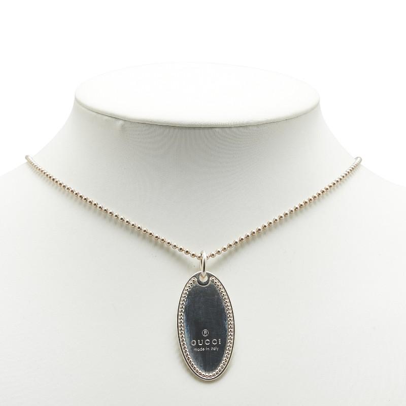 【美品】GUCCI オーバルチェーン ネックレス 男女兼用　SV925 GUCCI（グッチ） オーバルプレート ネックレス ボールチェーン SV925