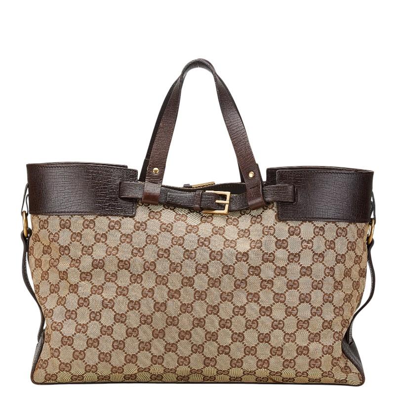 グッチ GUCCI GG柄 ハンドバッグ キャンバス ブラウン【美品中古】