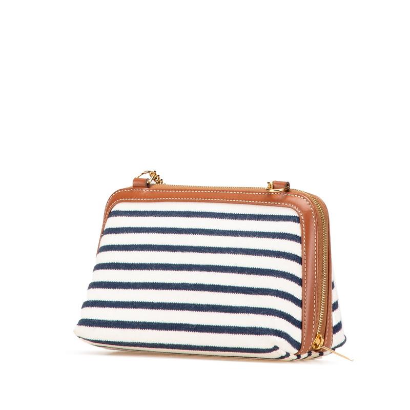 CELINE（セリーヌ） トリオンフ ボーダー 斜め掛け チェーン ミニ
