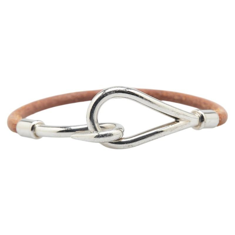 ヴィンテージ HERMES ジャンボシルバーブレス エルメス ジャンボブレスレット 革 シルバー | 中古通販