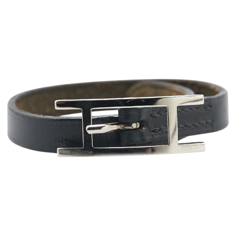 HERMES（エルメス） アピ3 ブレスレット ブラック メタル レザー