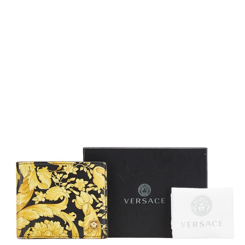 【正規品】VERSACE ヴェルサーチェ バロック メデューサ パズル ヴェルサーチェ バロック メデューサ 二つ折り財布 ブラック イエロー