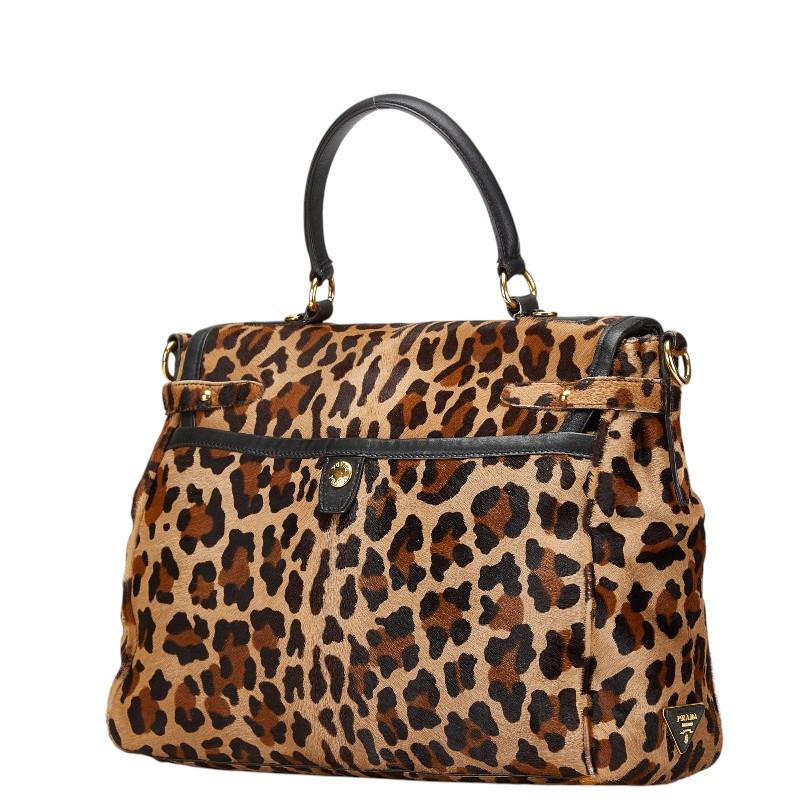 PRADA（プラダ） ロゴ レオパード ハンドバッグ ショルダーバッグ 2WAY
