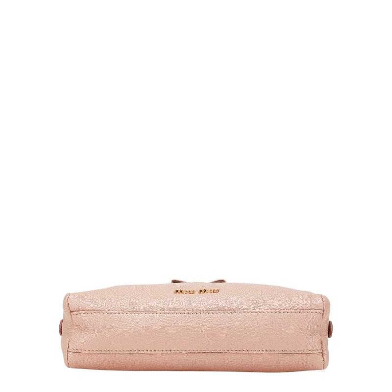 miu ミュウミュウ リボン ポーチ 5ND010 ピンク レザー レディース 