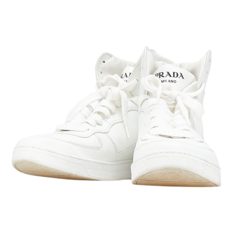 PRADA（プラダ） 三角ロゴ ハイカット スニーカー サイズ:6 1/2 2TG179