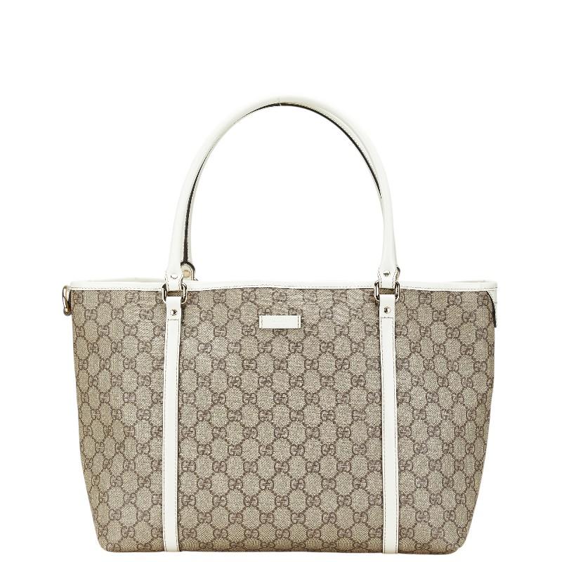 GUCCI GGスプリームトートバッグホワイトレザーPVC
