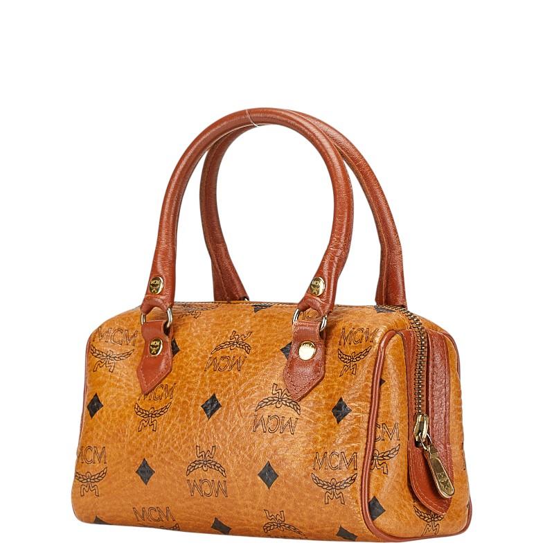 MCM ヴィセトス ボストン ハンドバッグ PVC ロゴプレート ゴールド金具 MCM エム シー ヴィセトス ロゴグラム ハンドバッグ ミニ