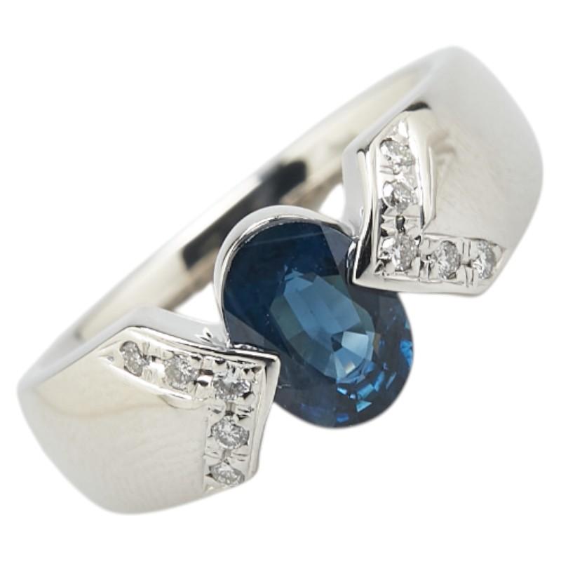 ジュエリーマキ GNM Pt850 プラチナ サファイア1.34ct ダイヤ0.09ct