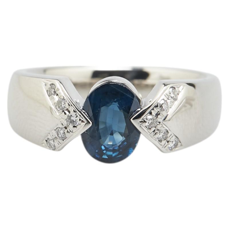 ジュエリーマキ GNM Pt850 プラチナ サファイア1.34ct ダイヤ0.09ct