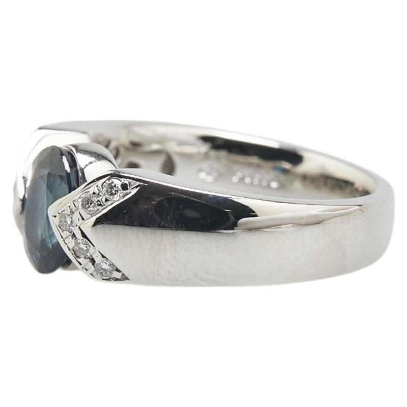 ジュエリーマキ GNM Pt850 プラチナ サファイア1.34ct ダイヤ0.09ct