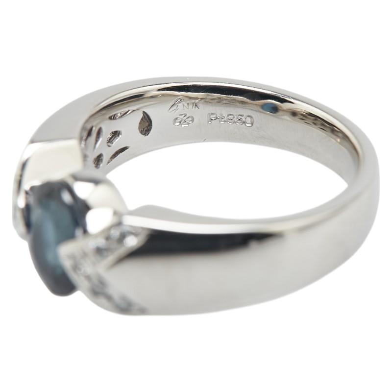 ジュエリーマキ GNM Pt850 プラチナ サファイア1.34ct ダイヤ0.09ct