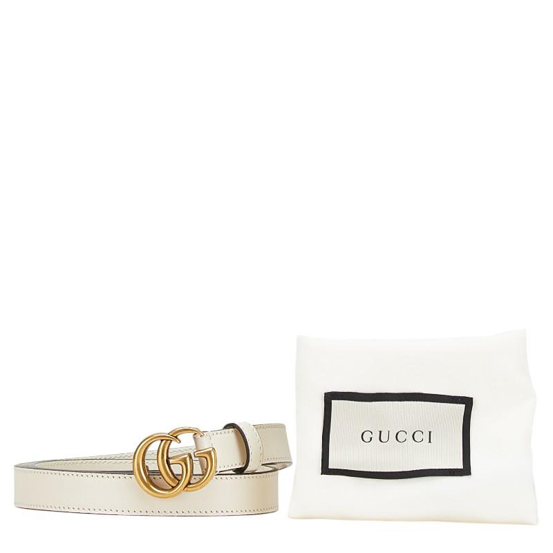 美品 GUCCI グッチ 409417 GGマーモント レザーベルト GUCCI（グッチ） GGマーモント ベルト 65/26 409417 ホワイト レザー