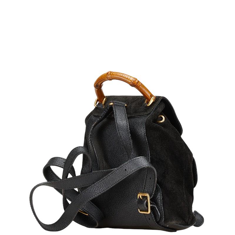 グッチ バンブー リュック バックパック 003 2058 0030 ブラック レザー スエード レディース GUCCI 【中古】_1