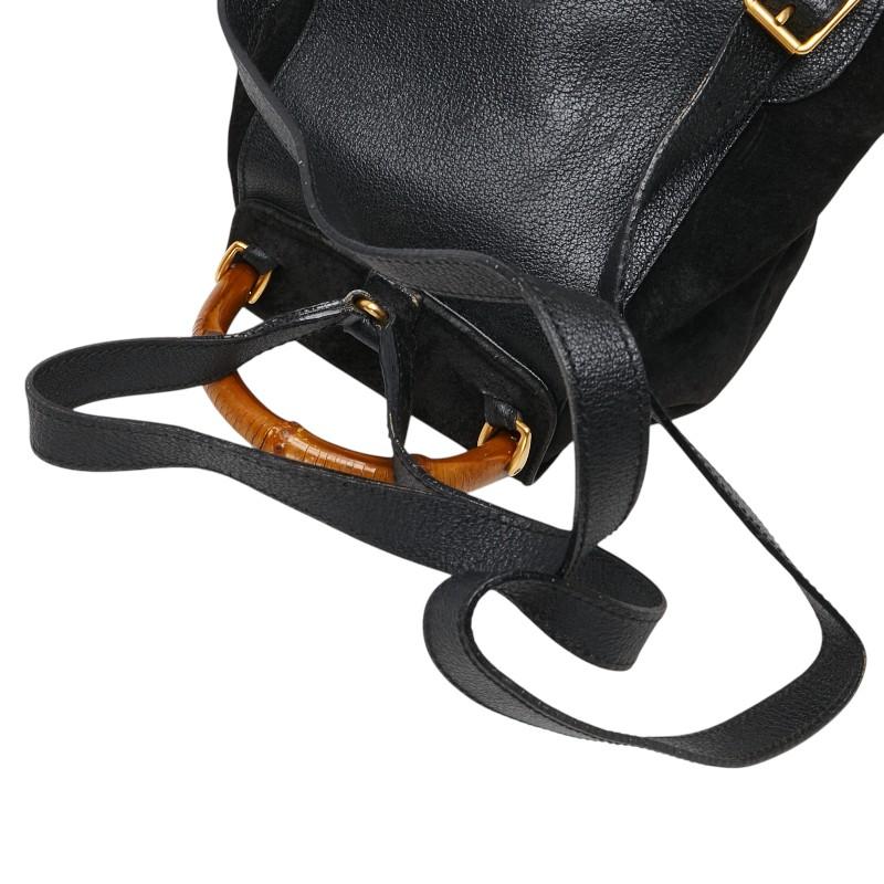 グッチ バンブー リュック バックパック 003 2058 0030 ブラック レザー スエード レディース GUCCI 【中古】_7